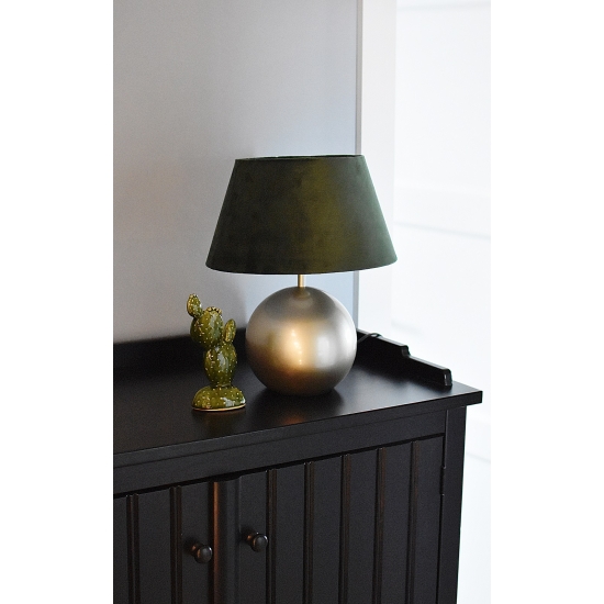 Elegancka, Złota, Lampa Stojąca, Abażur Ciemno Zielony, Styl Glamour